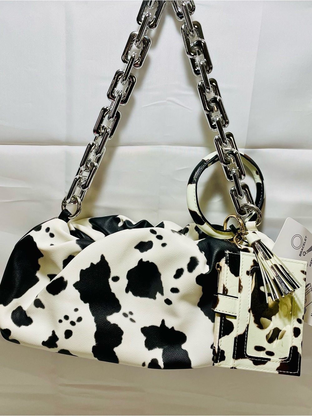 Bam Forever Boutique “Holy Moo-ly” Cow Bag & Coordinating Wristlet/Card Holder - Picture 4 of 16